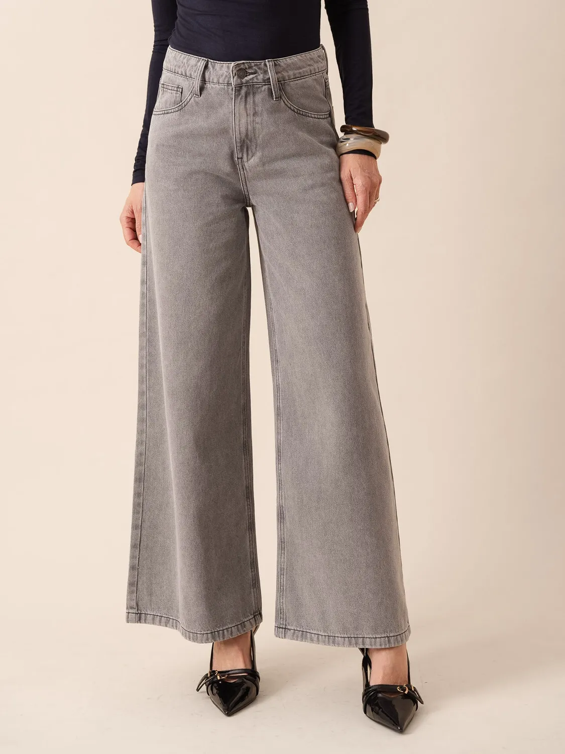 Oraije Giovani jeans palazzo grigio chiaro regular