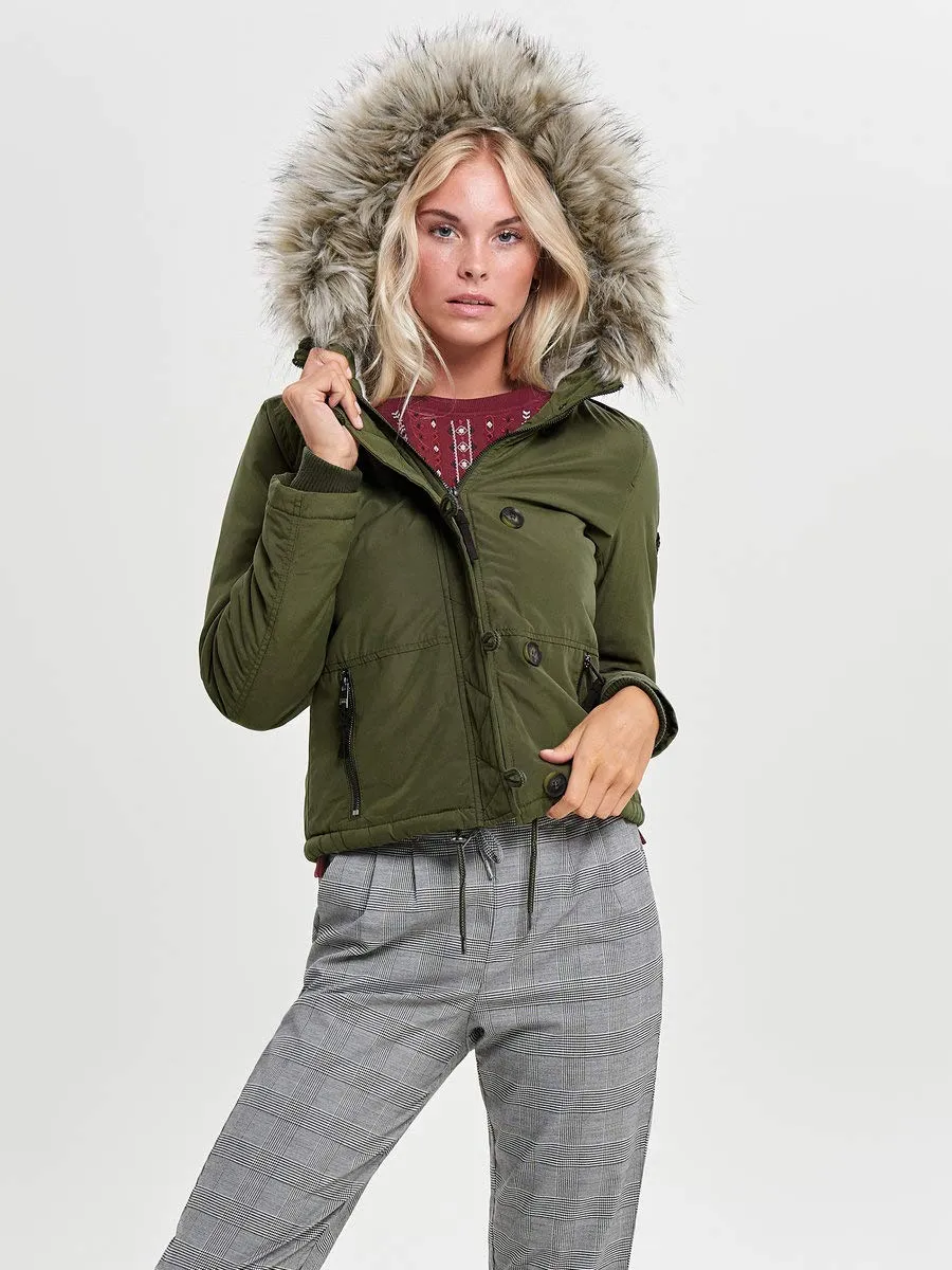 ONLY Onlpeyton AW Short Fur giacca donna XS verde tarmac teddy