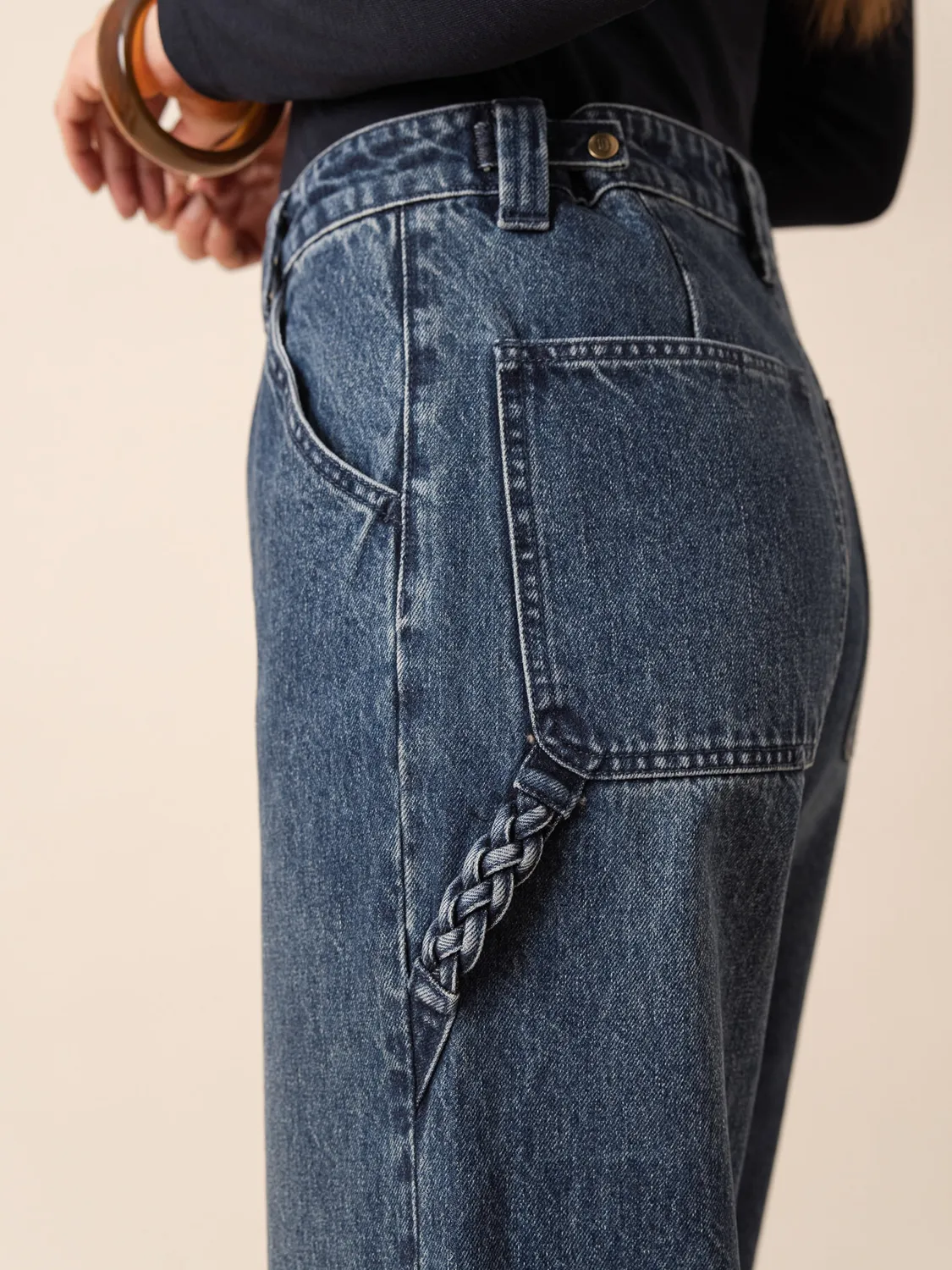 Oraije Andrea jeans loose blu vintage regolabili