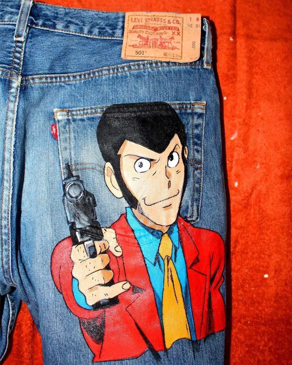 Levi’s Vintage Lupin Fumetti jeans dipinti a mano