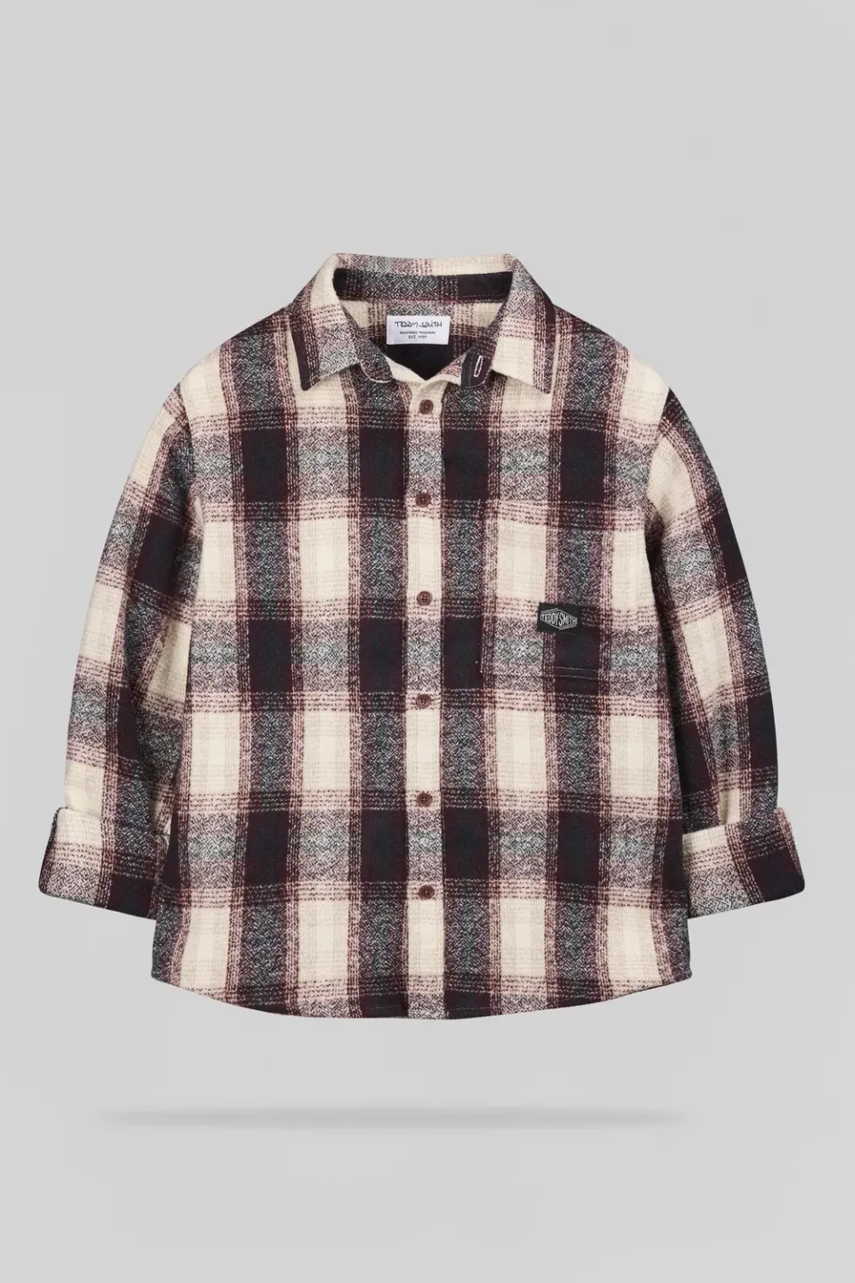 Teddy Smith C-Valentin ML camicia quadri bordeaux ragazzo