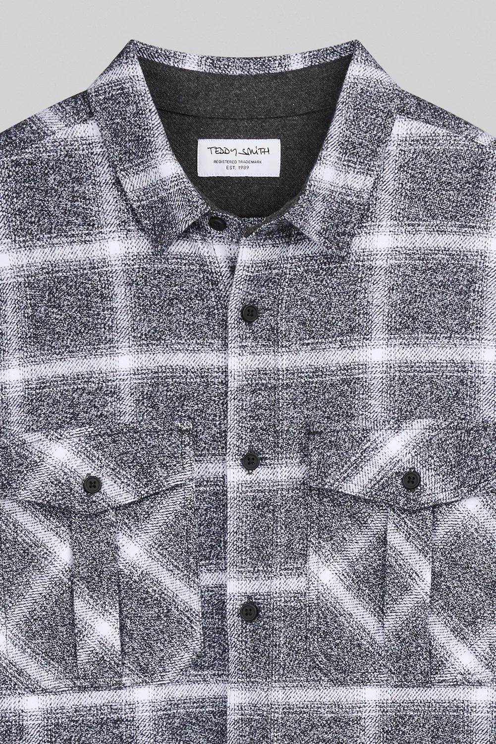 Teddy Smith C-Peak ML camicia quadri mélange black cotone