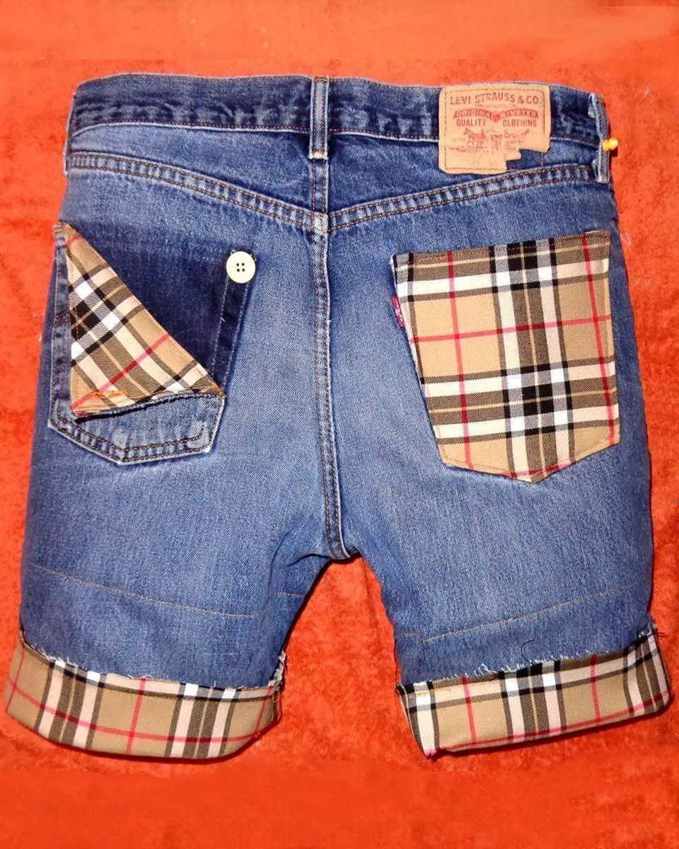 Never Say Never bermuda Levi's vintage Burberry remake a mano