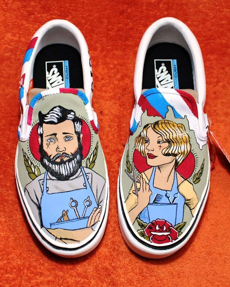 Vans Slip-On Barber sneakers dipinte a mano