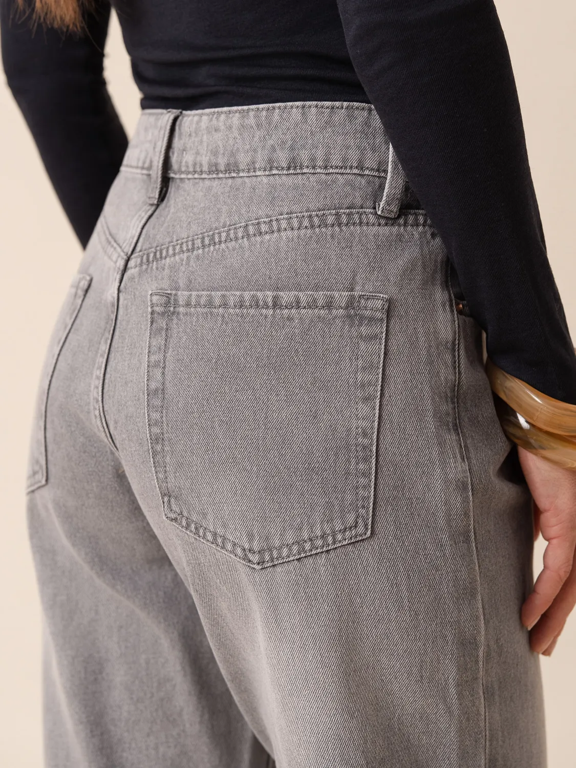 Oraije Boy jeans barrel grigio chiaro