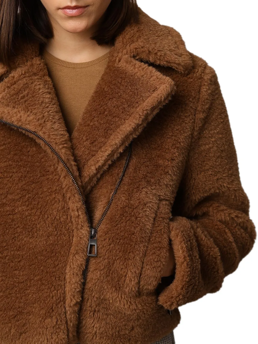 ONLY Onlverona Teddy Jacket giacca teddy nera pelo