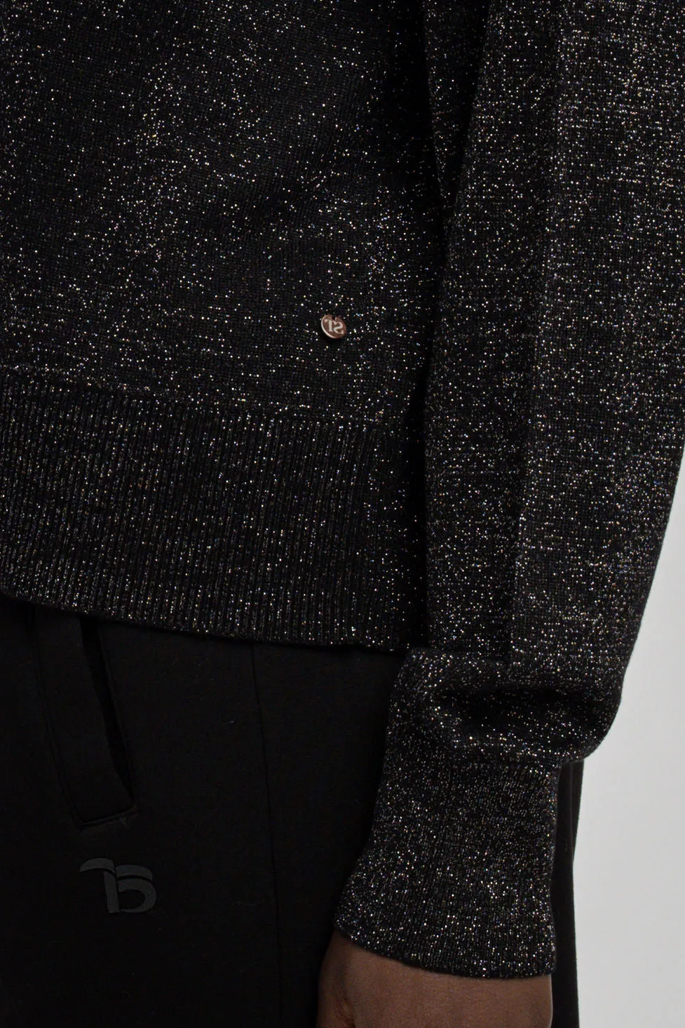 Teddy Smith Lizie Pull Donna Nero Lurex Scollo V