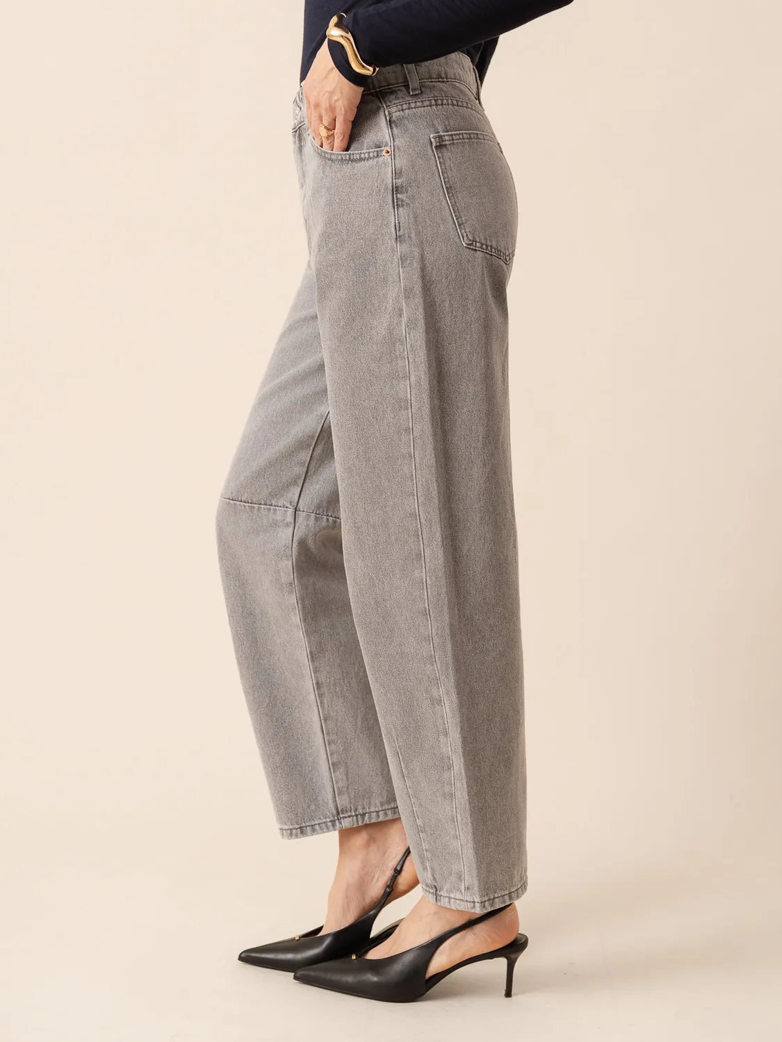 Oraije Brandy jeans balloon grigio chiaro