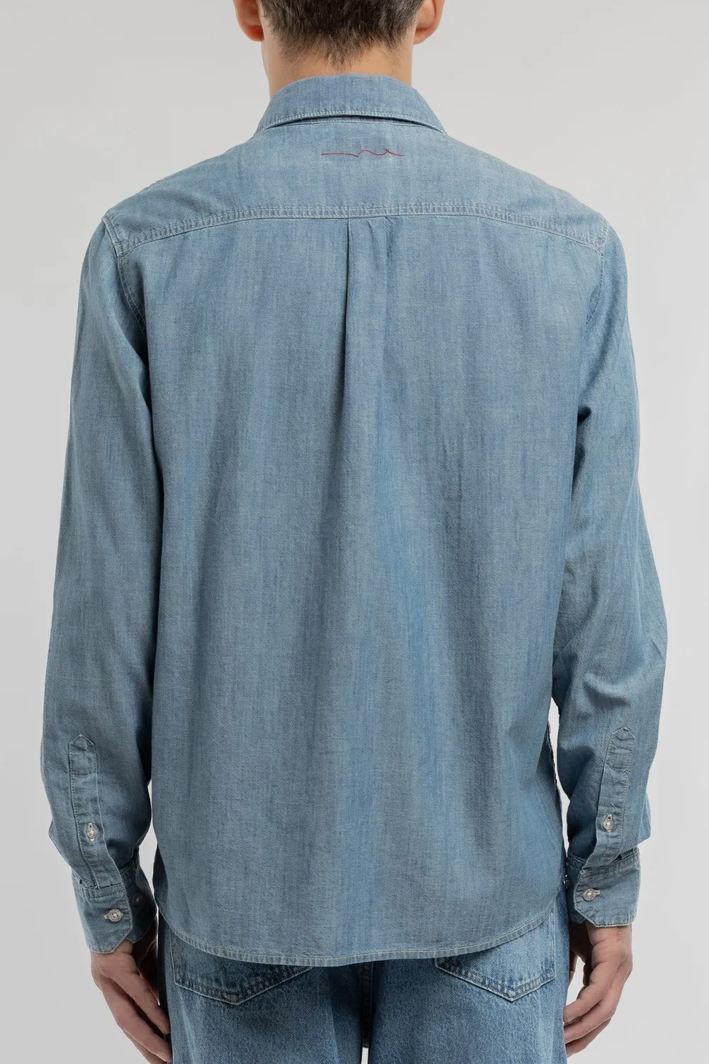 Teddy Smith C-Staner ML camicia chambray indigo chiaro uomo