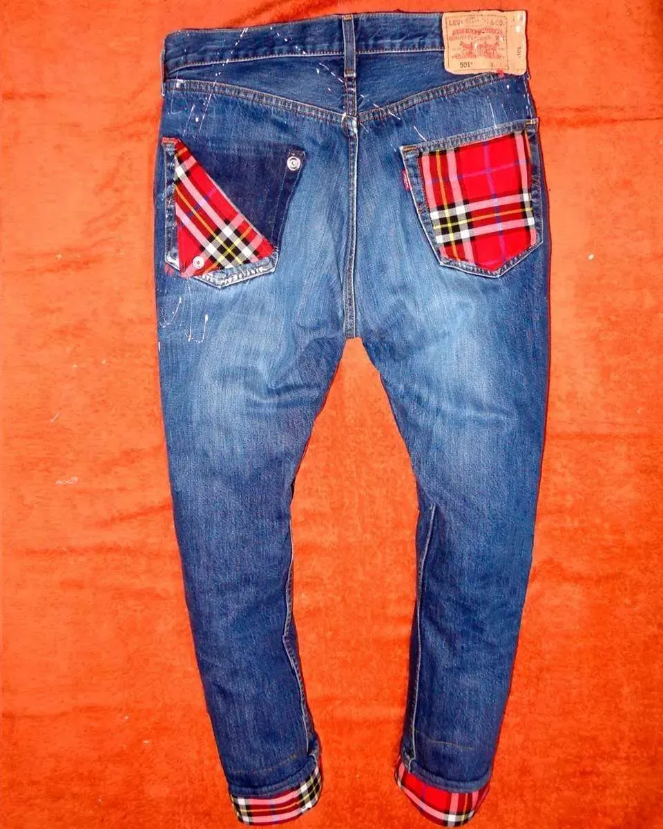 Never Say Never Levi's Vintage Burberry Rosso jeans tessuto