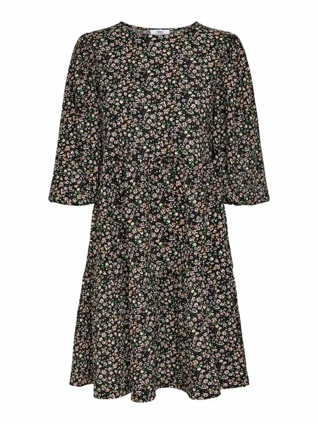 Only abito corto donna nero S maniche palloncino