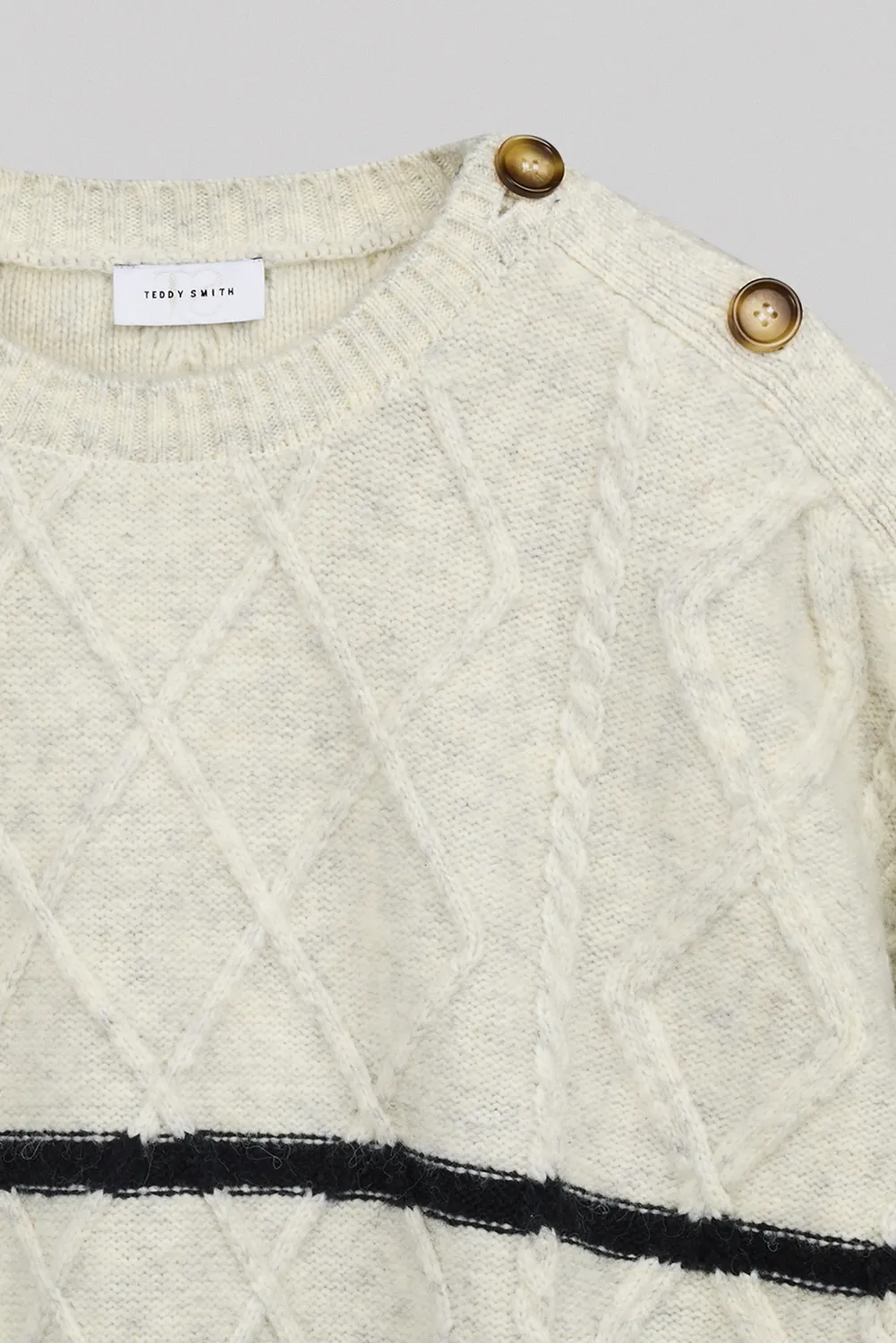 Teddy Smith P-Pola pullover oversize trecce avorio donna