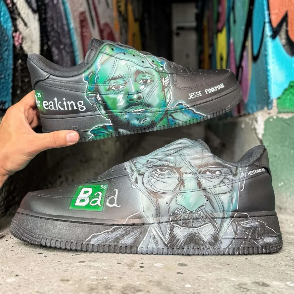 Never Say Never Air Force 1 Heisenberg Jesse sneakers dipinte a mano