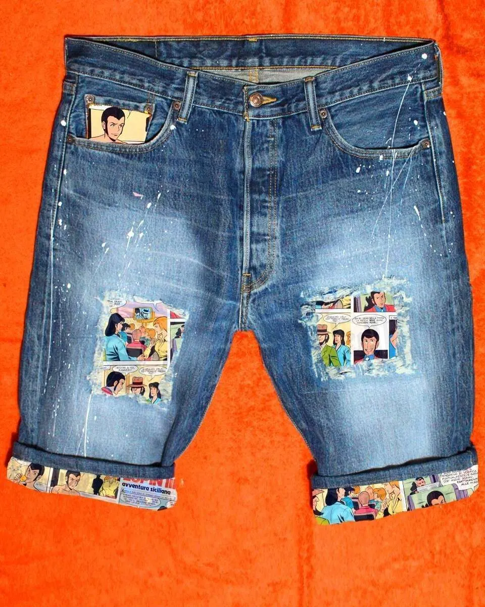 Never Say Never Levi’s Vintage Jigen Lupin bermuda fumetti mano