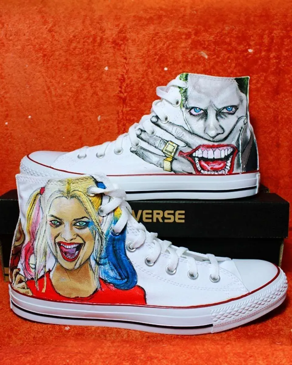 Never Say Never All Star Joker Harley Quinn sneakers dipinte