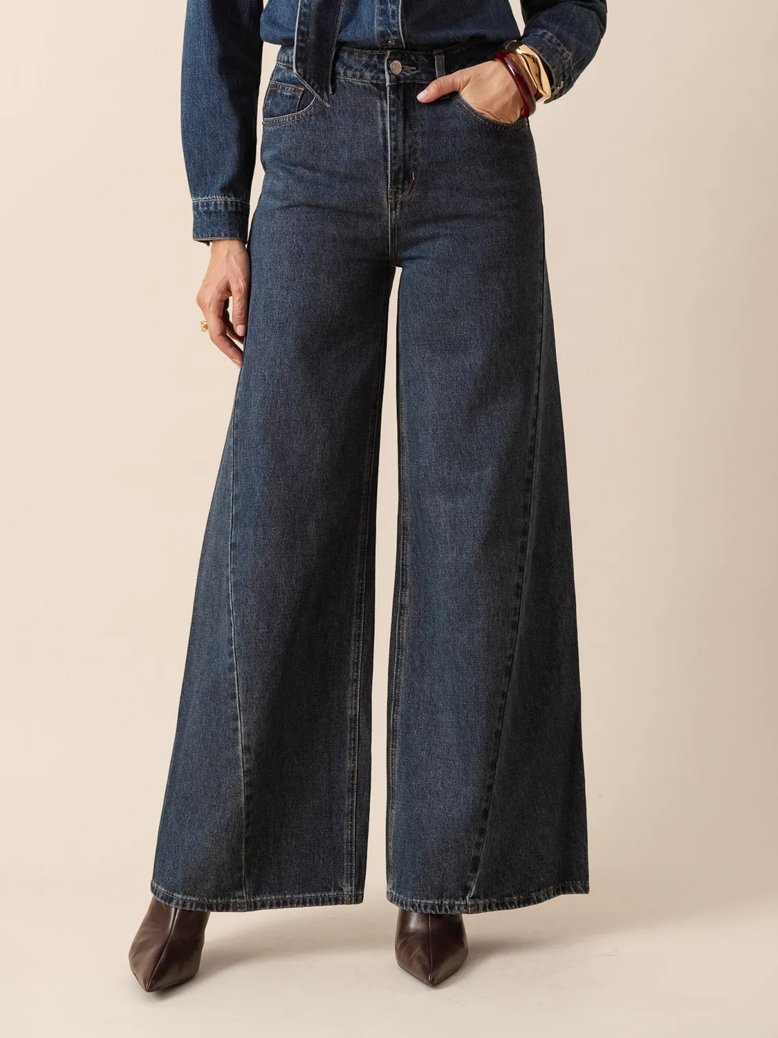 Oraije Barnes jeans palazzo blu scuro cotone