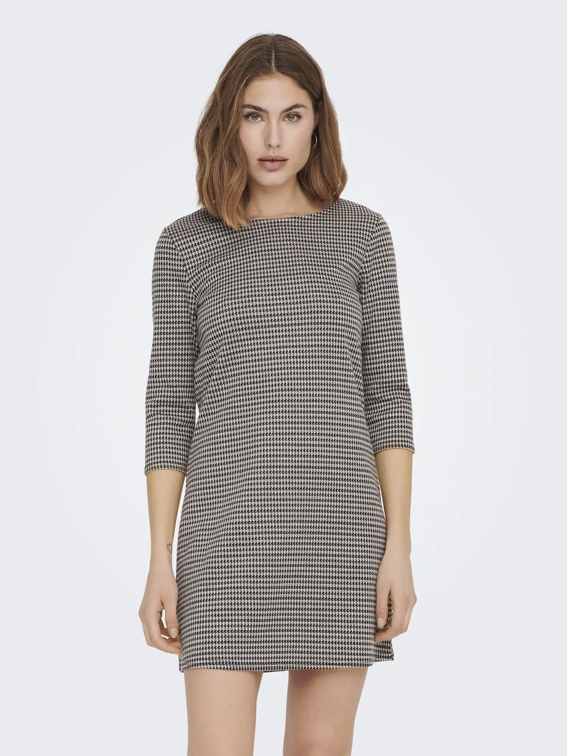 Only Brilliant vestito donna a-line quadri maniche 3/4