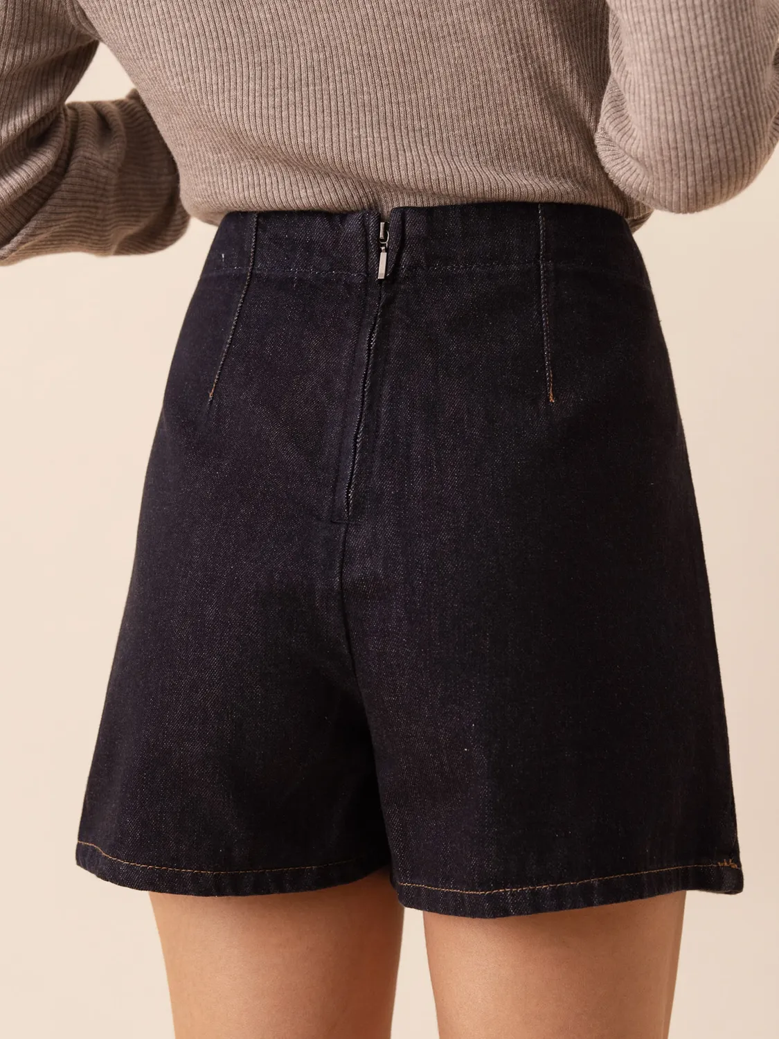 Oraije James gonna shorts minigonna denim grezzo