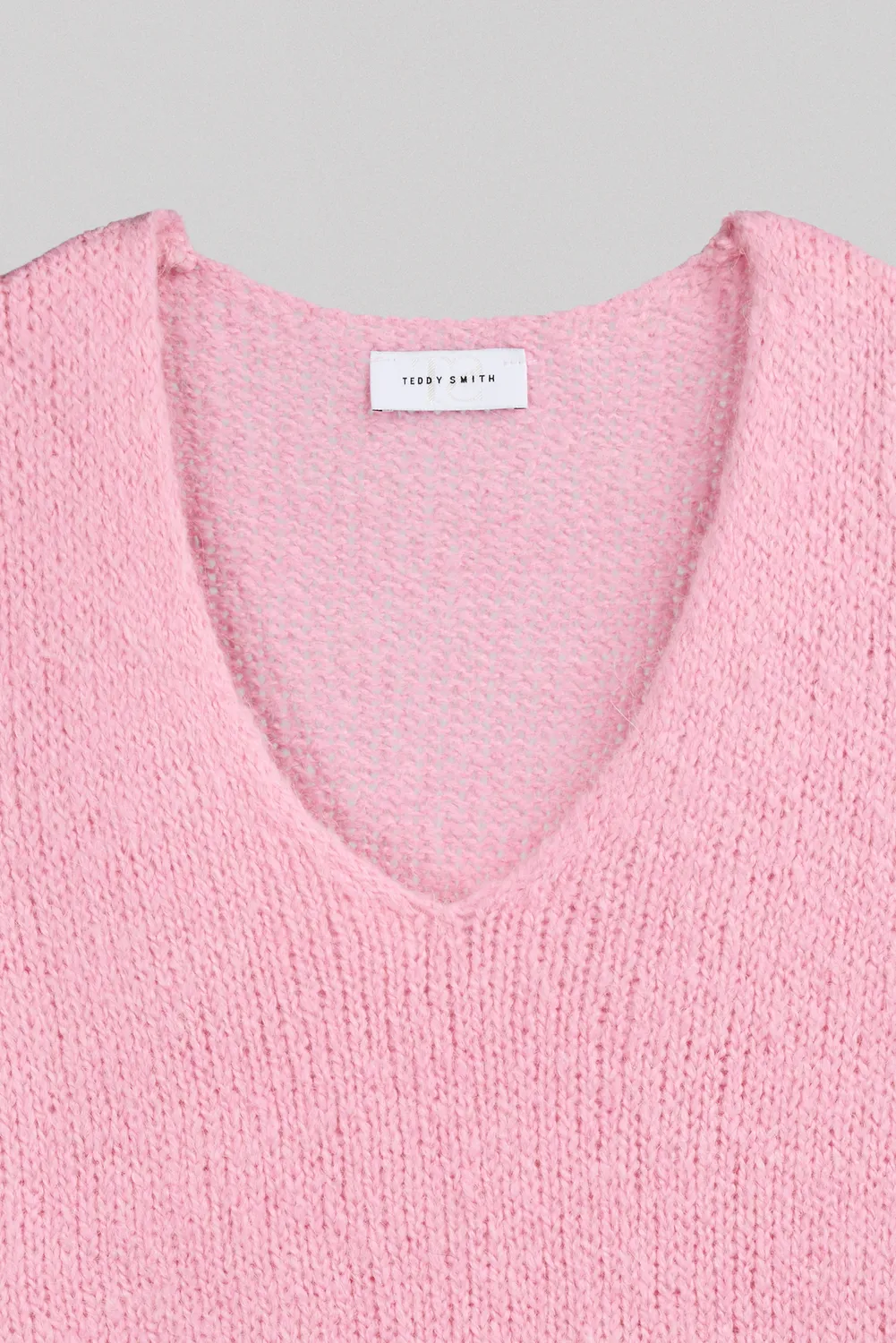 Teddy Smith P-Molia Pull Smanicato Rosa Scollo V