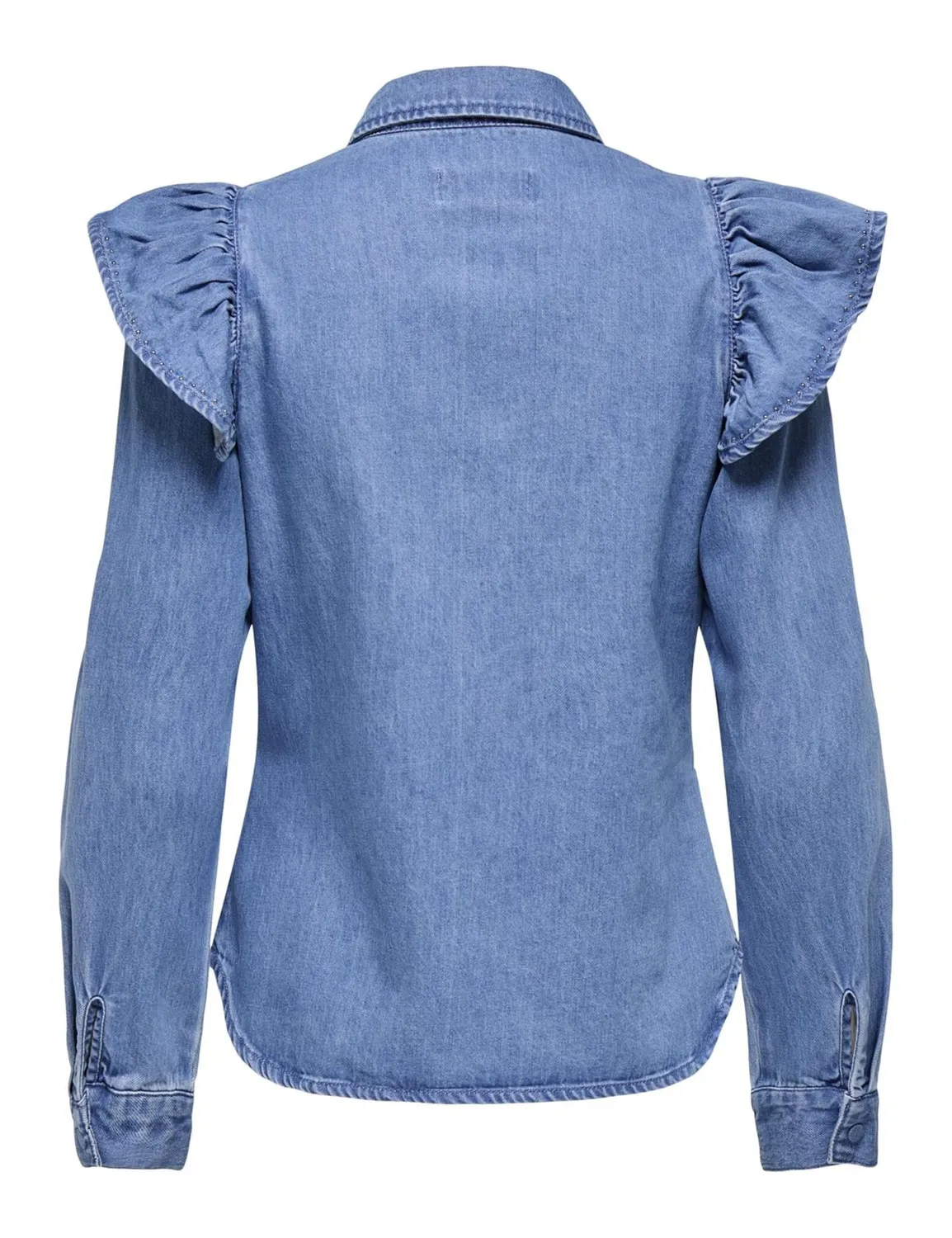 ONLY Onlindigo Frill Stud L/S DNM Shirt Qyt camicia S manica lunga