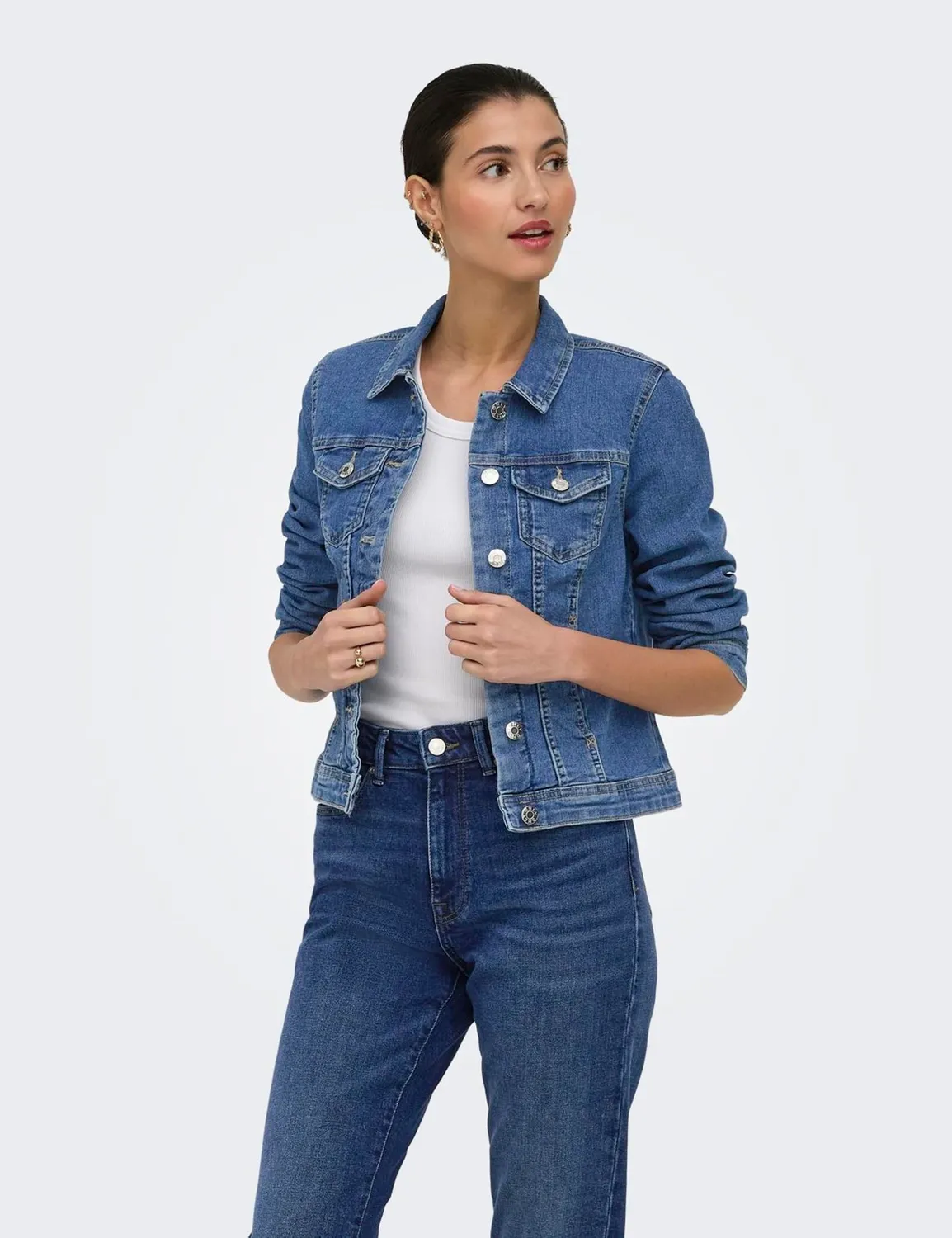 ONLY Onlwonder giacca jeans donna nera delavé
