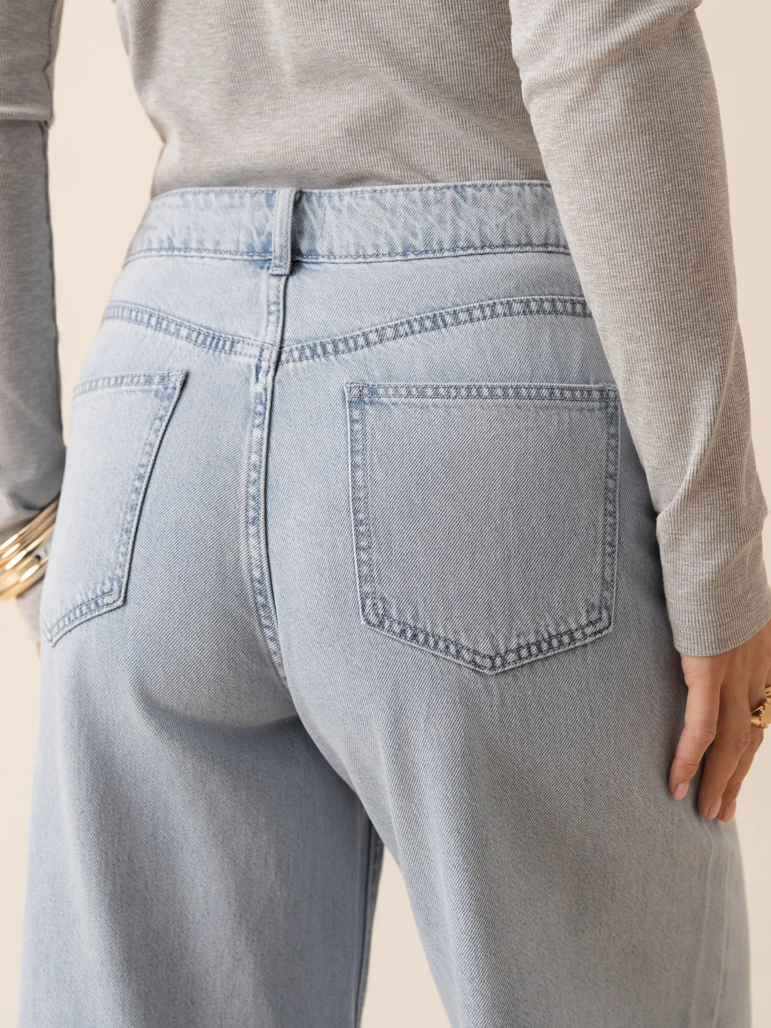 Oraije Joy pantaloni wide azzurro lyocell