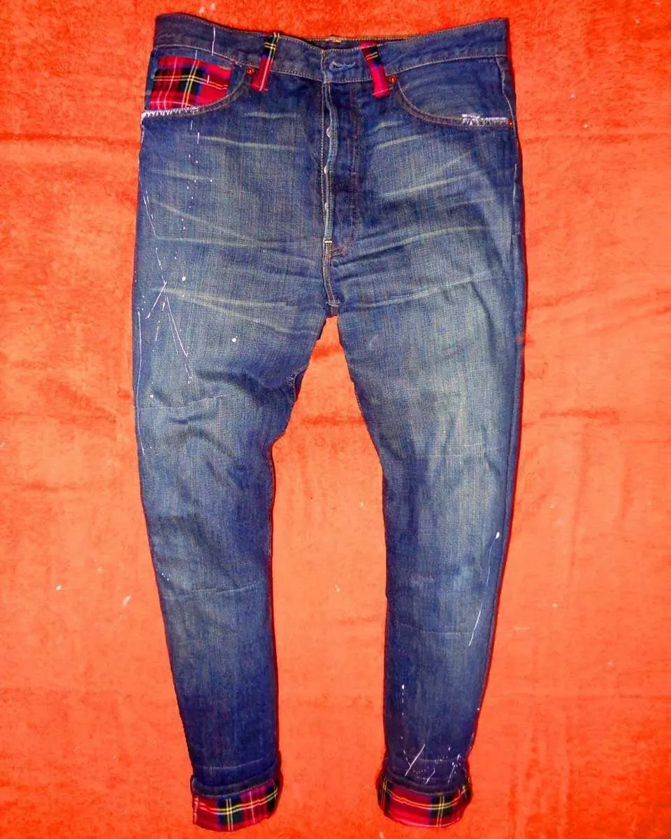 Levi's Vintage Scozzese Rosso jeans personalizzati tartan