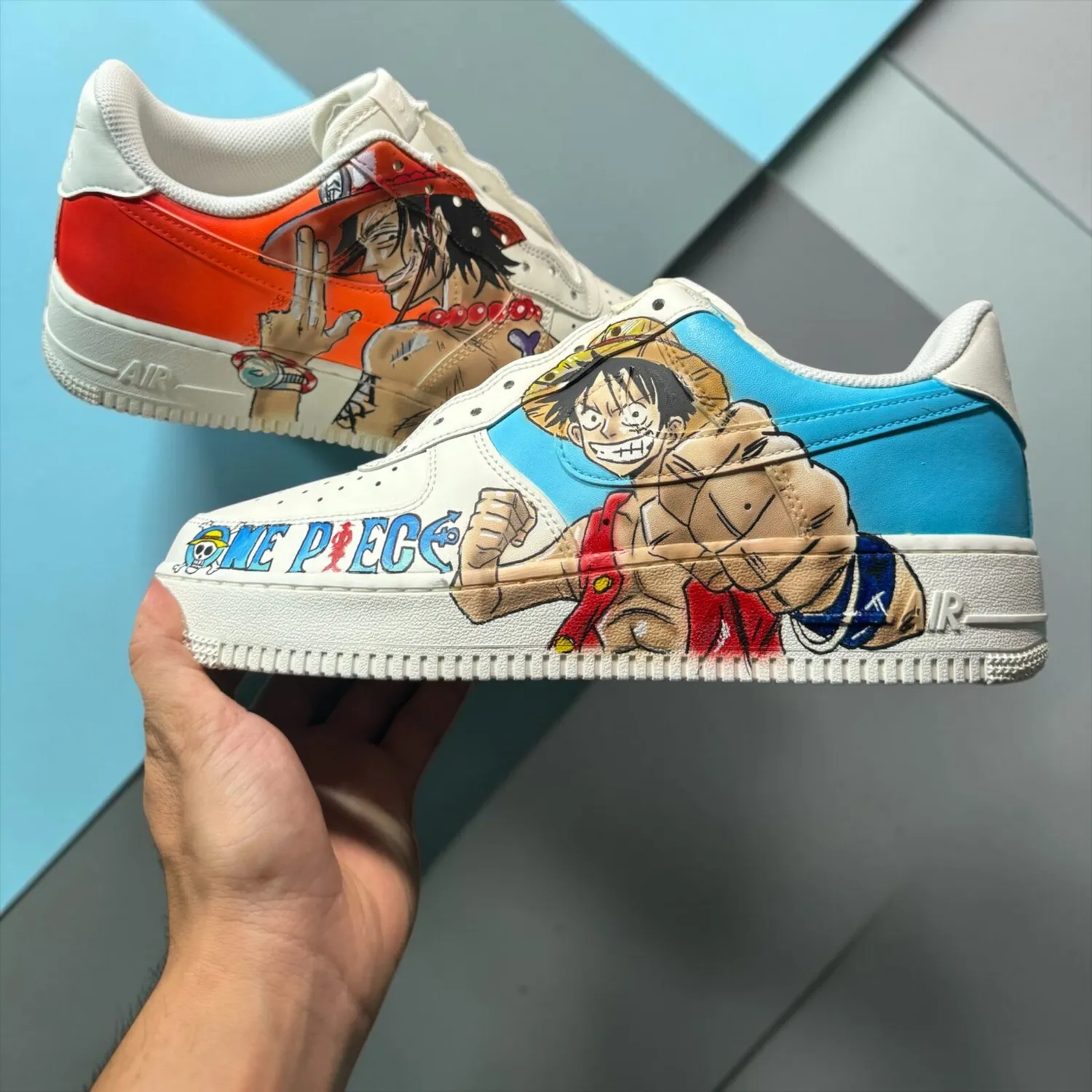 Nike Air Force 1 Ace Luffy One Piece sneakers dipinte a mano