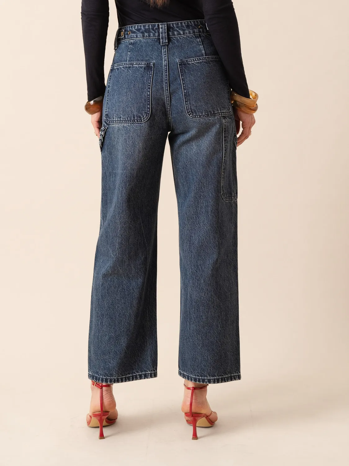 Oraije Andrea jeans loose blu vintage regolabili