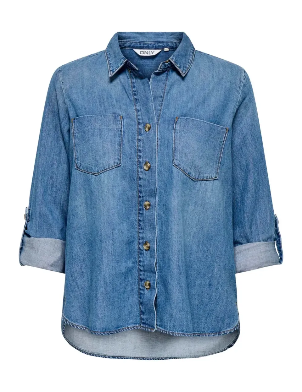 Only Onlyasmin Camicia Denim Donna Blu Medio Lunga
