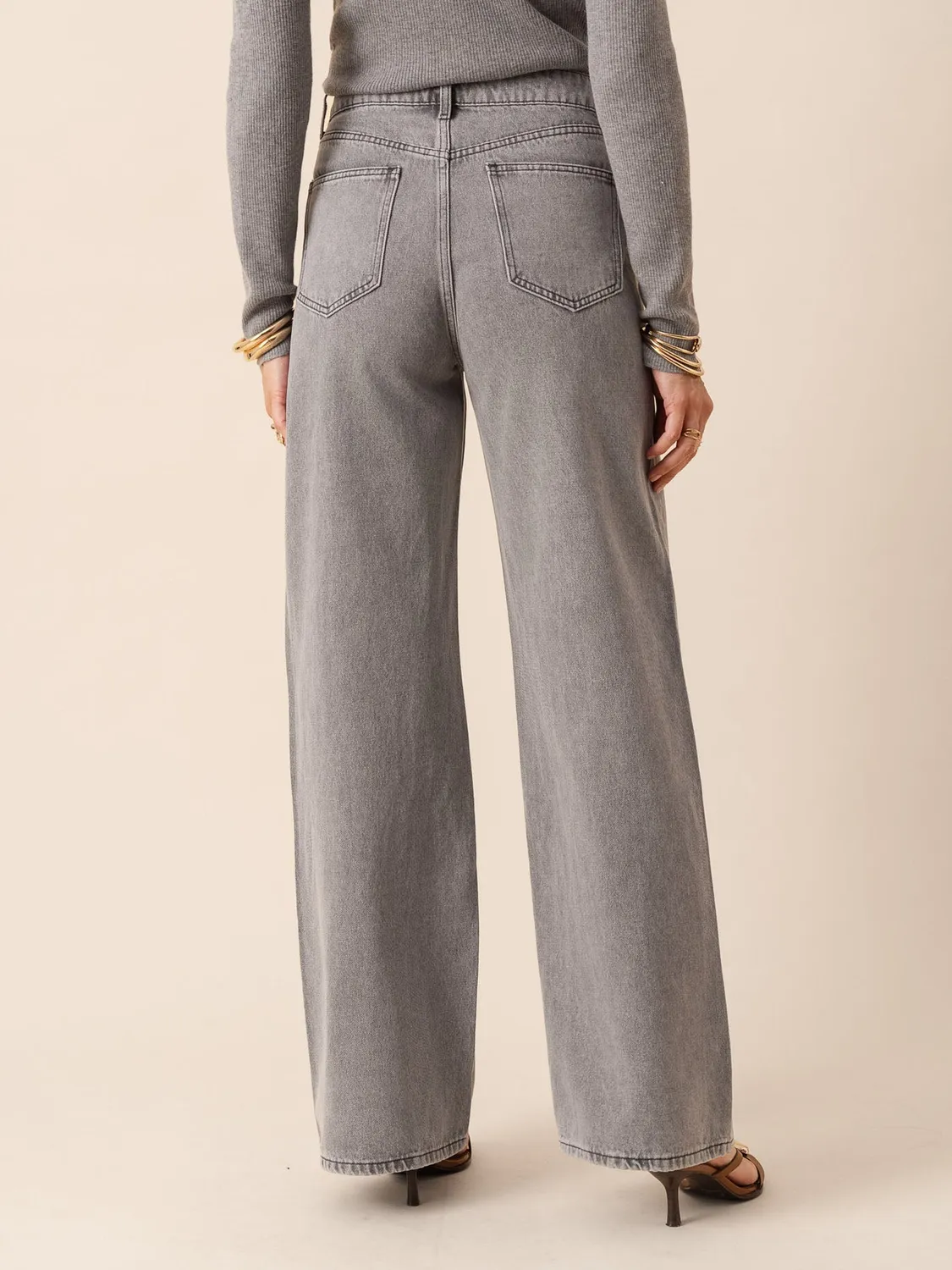 Oraije Celestin jeans wide grigio chiaro