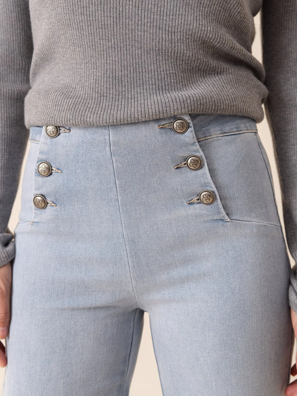 Oraije Victorine jeans wide azzurro bottoni
