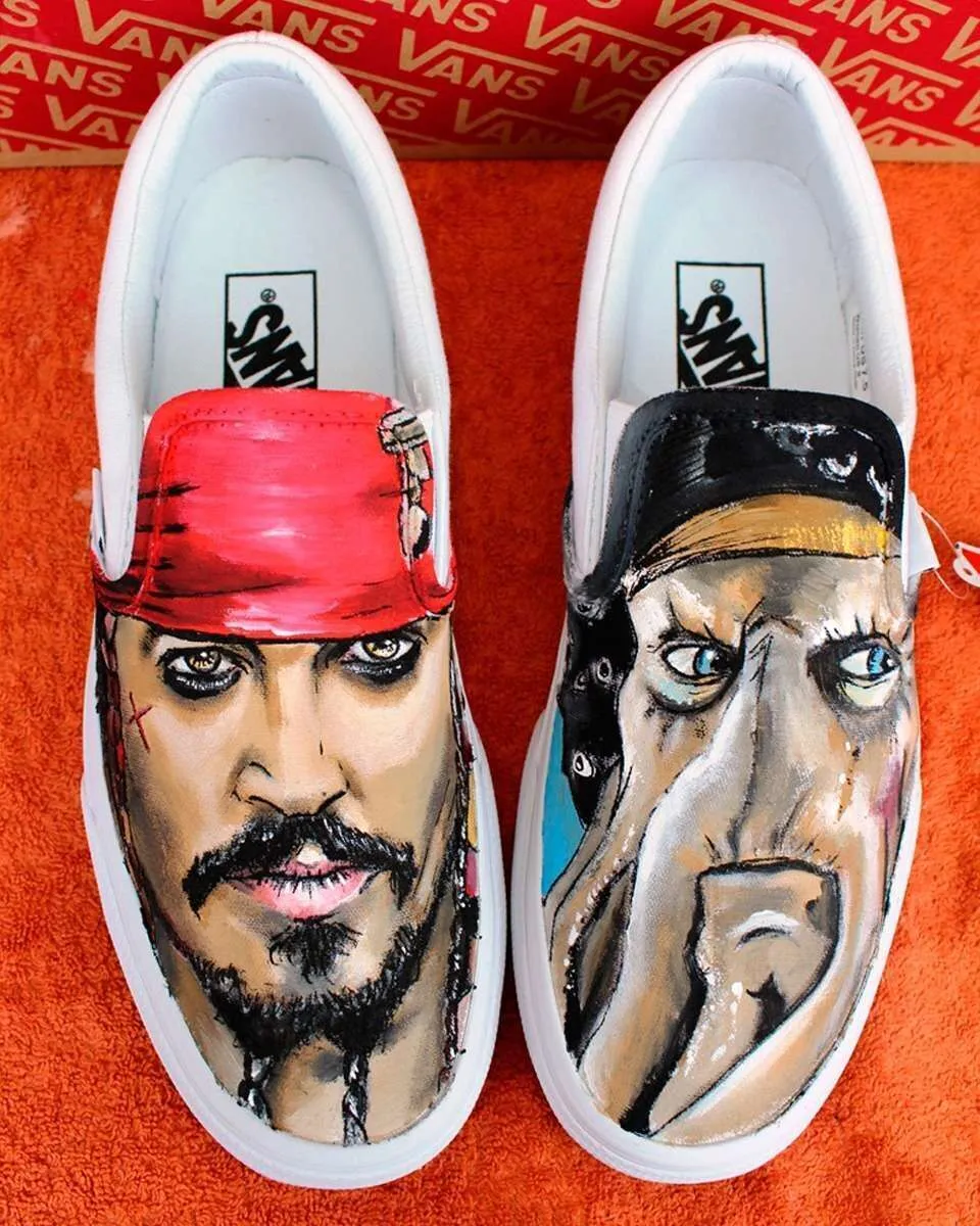 Vans Slip-On Pirati dei Caraibi sneakers dipinte a mano