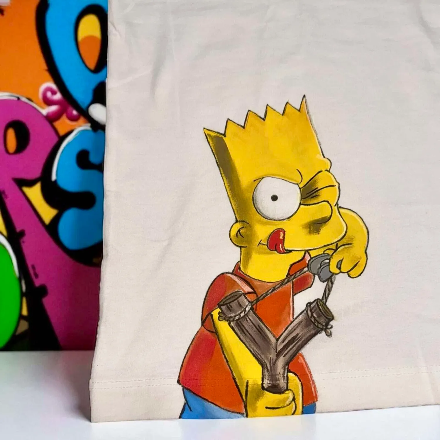 Never Say Never Bart t-shirt dipinta tessuto Simpson