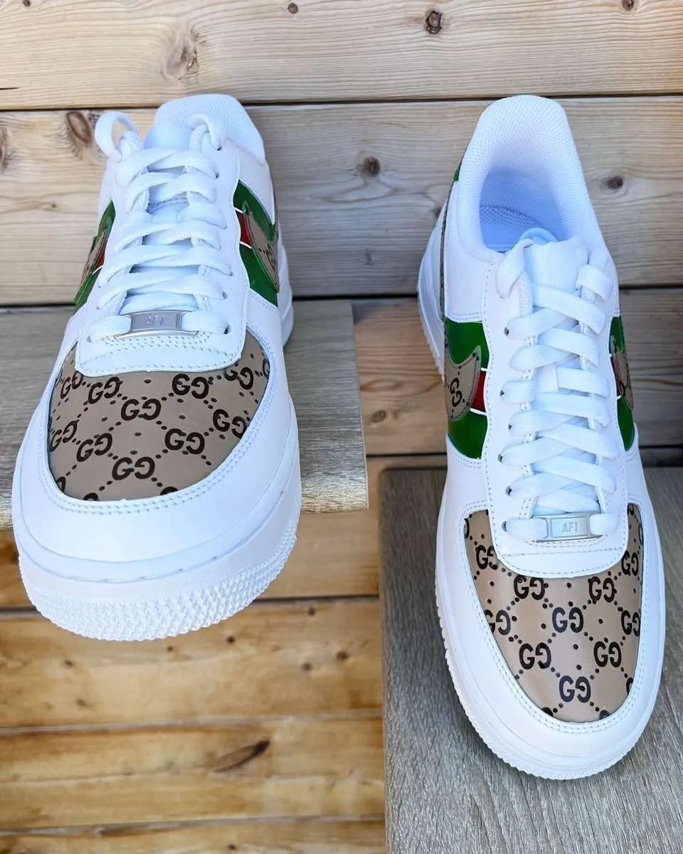 Nike Air Force 1 Sneakers Personalizzate Verde Rosso