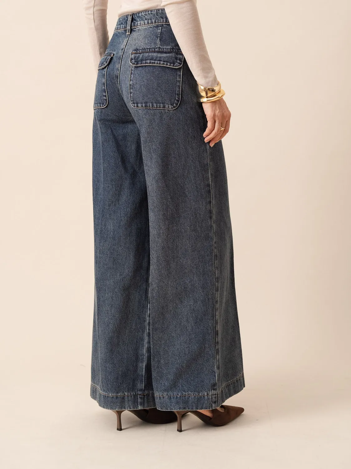 Oraije Pepino jeans palazzo blu scuro vita alta