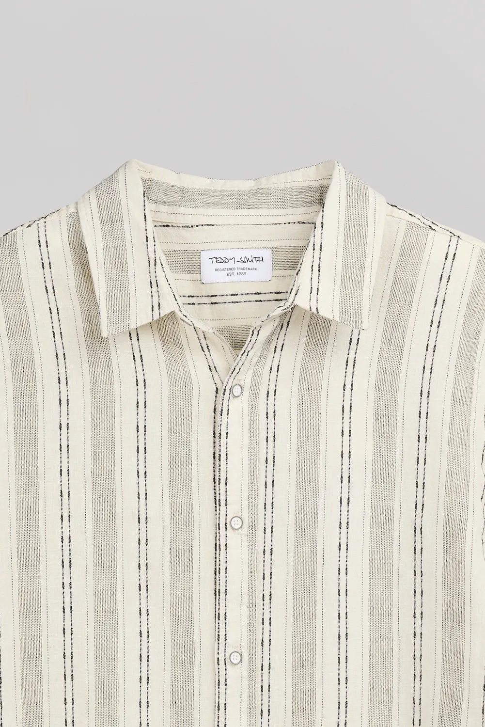 Teddy Smith C-PIETRO STRIPE camicia lino beige chiaro