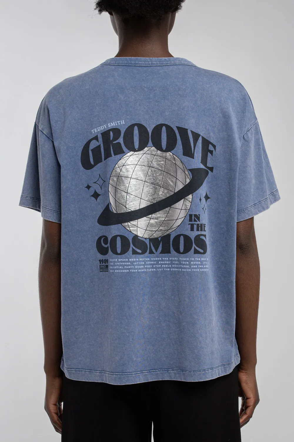Teddy Smith T-Zoe MC Faded Indigo t-shirt donna oversize cotone