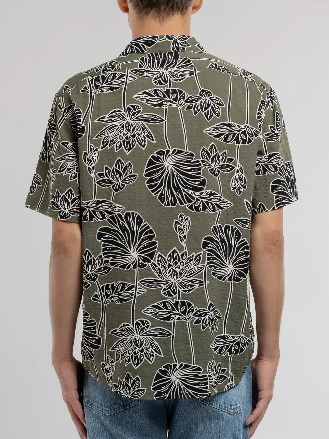 Teddy Smith C-Dixon Camicia Uomo Kaki Fiori Viscosa
