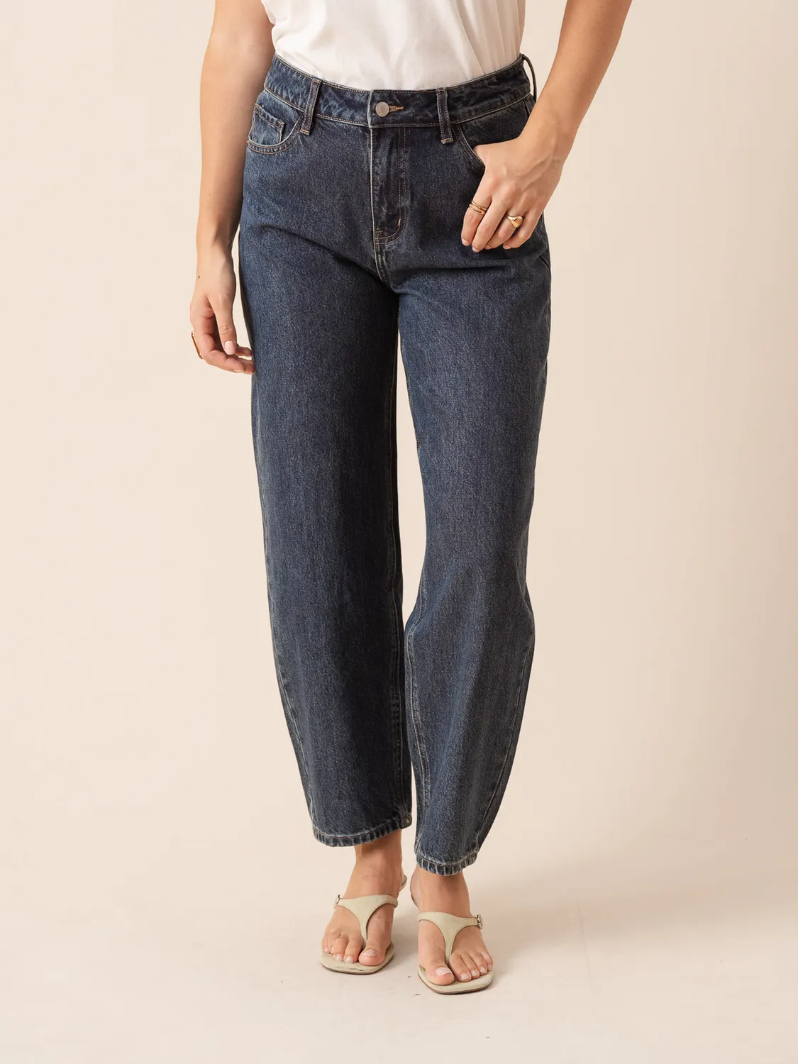 Oraije Bony jeans barrel blu scuro affusolato