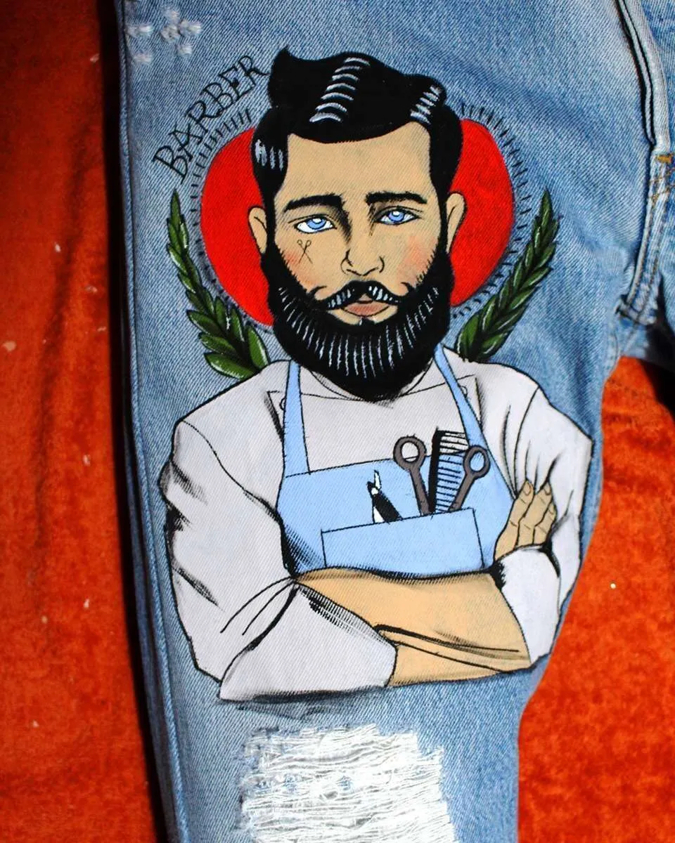 Levi's Vintage Barber jeans dipinti a mano chiaro