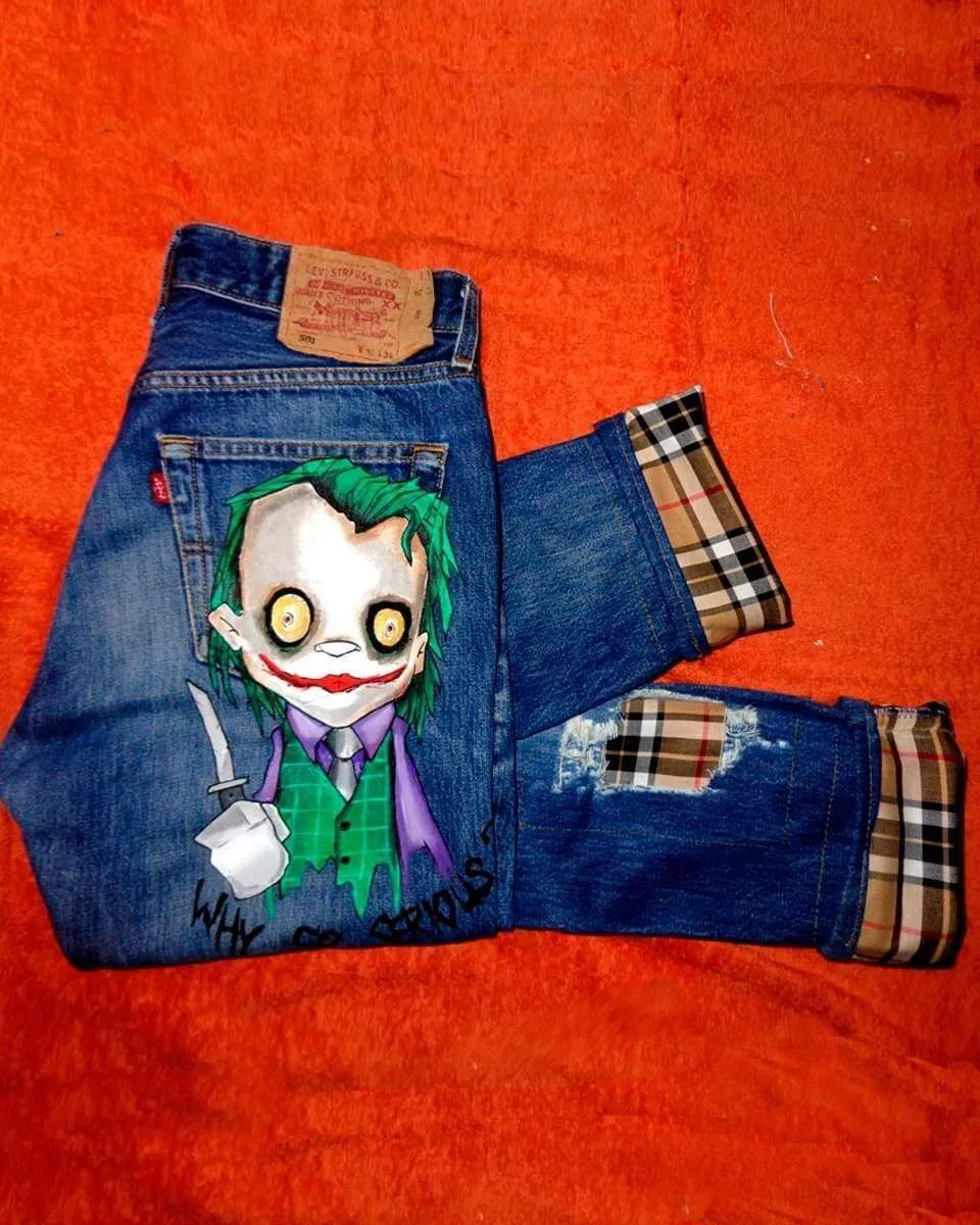 Never Say Never Levi's Vintage Joker Cartoon Jeans Burberry Tessuto