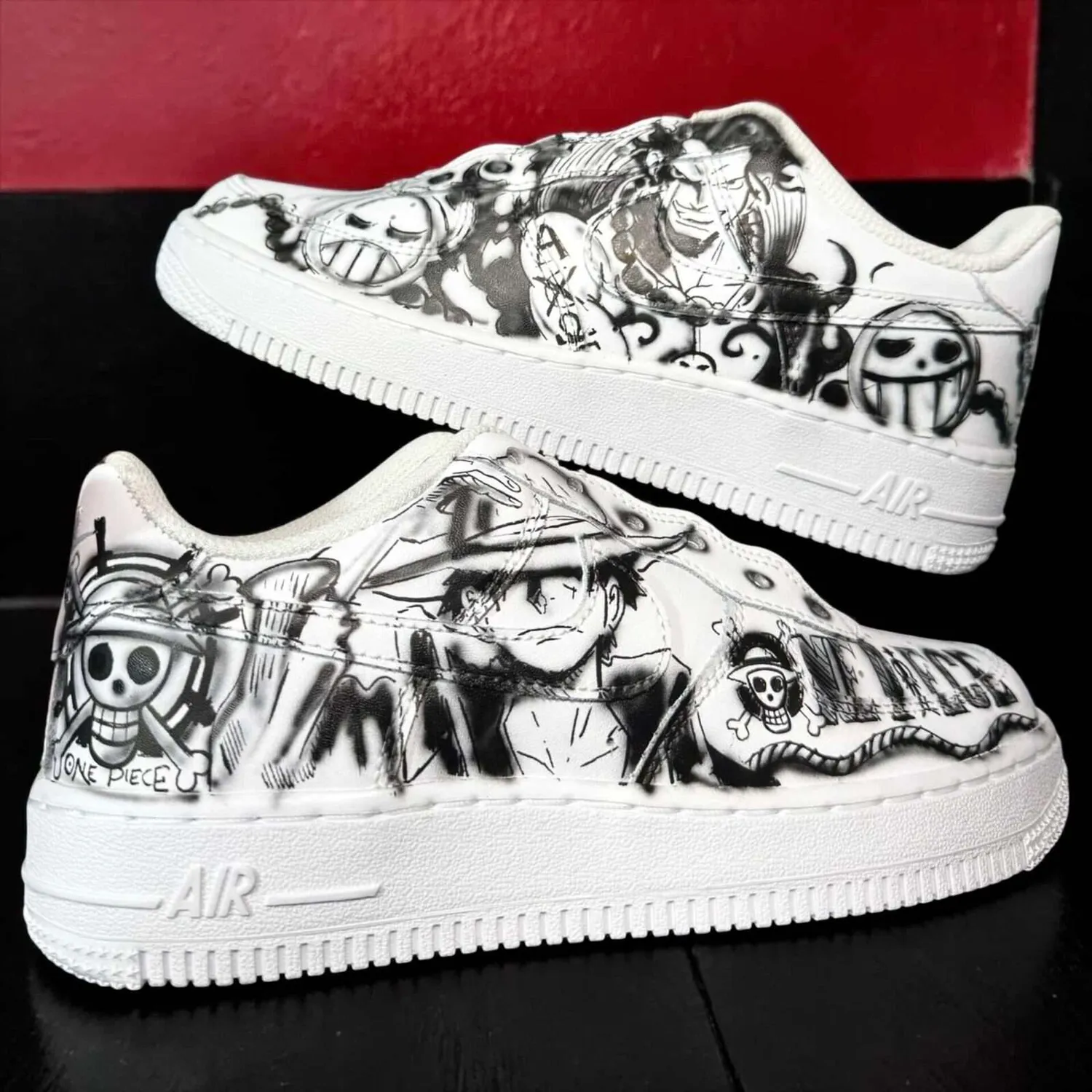 Never Say Never Air Force 1 Luffy Ace sneakers dipinte