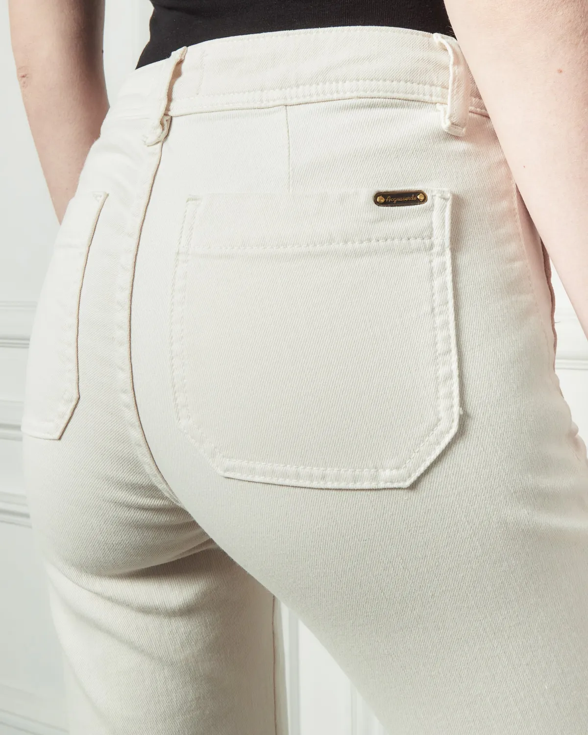 acquaverde Carlotta pantaloni cropped cream vita media