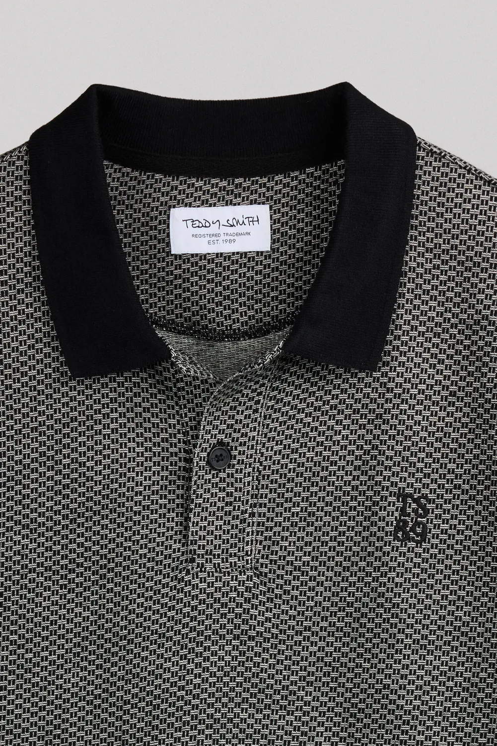 Teddy Smith P-Osey polo uomo nero jacquard cotone manica corta