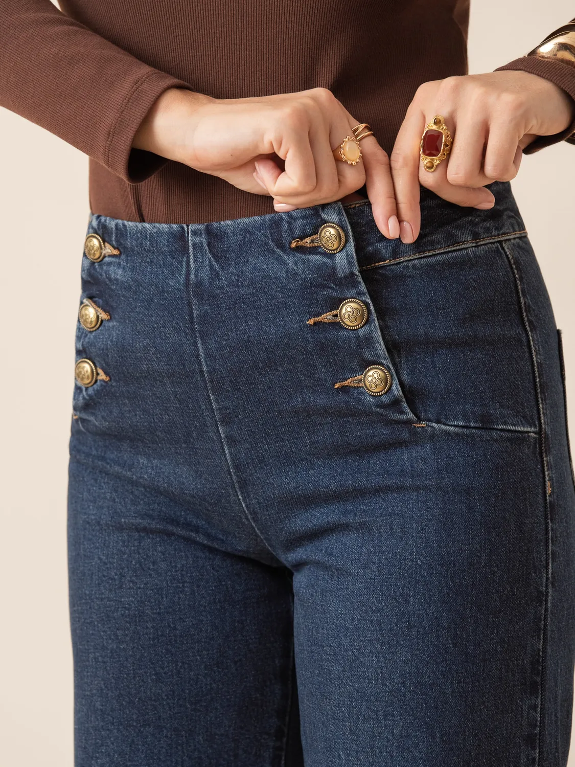 Oraije Victo jeans wide blu scuro alte