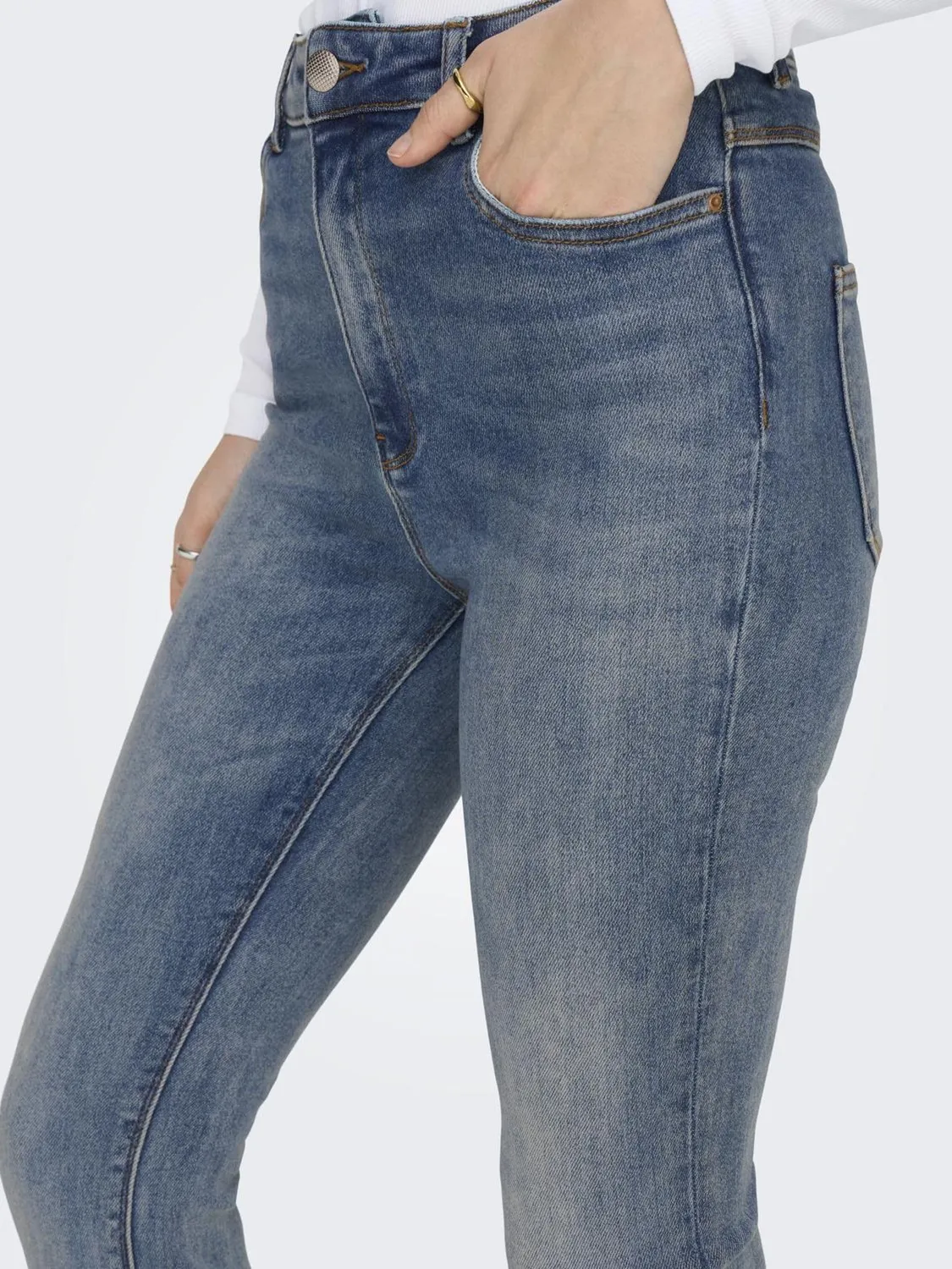 Only Onlmila jeans donna flare vita alta blu