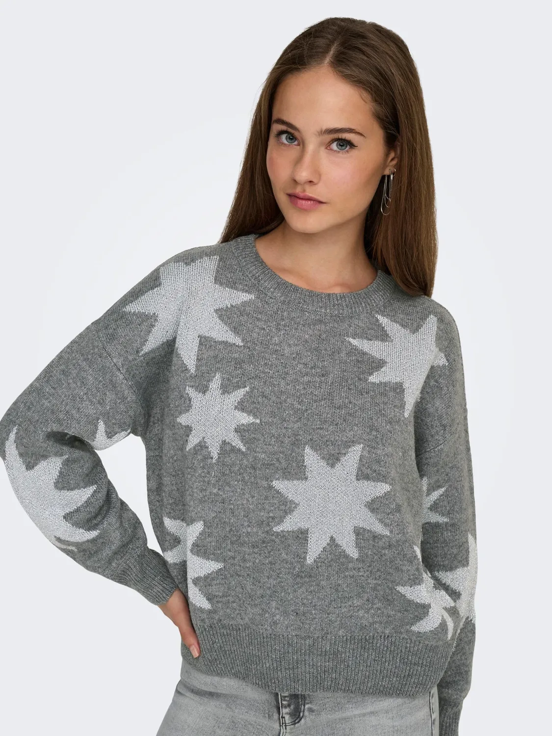 ONLY Onlrosie Pullover Glitter Nero scollo tondo