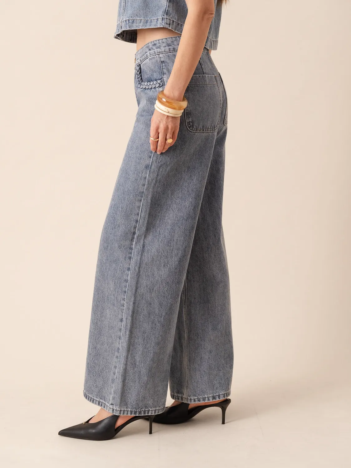 Oraije Lydie jeans palazzo blu vintage