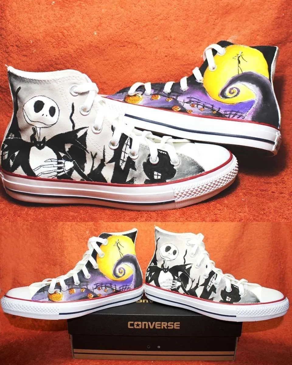 Never Say Never All Star Jack Skellington sneakers dipinte a mano